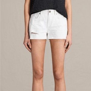 ALL SAINTS Serene White Distressed Embroidered Star Shorts